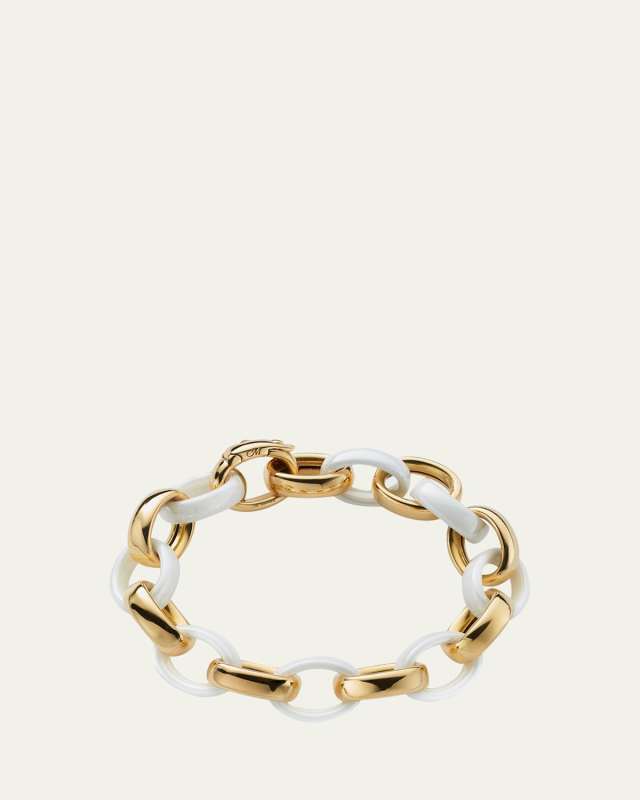 Yellow Gold & White Ceramic Link Bracelet